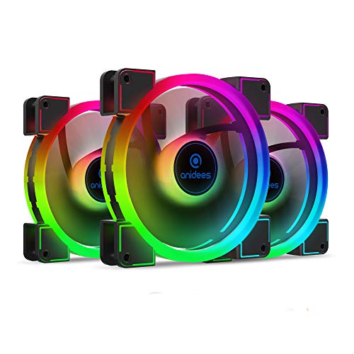 anidees AI Aureola Duo 140 mm 3er RGB PWM Dual Light Loop Lüfter Kompatibel mit adressierbarem 5V 3Pin RGB Header für PC Gehäuse Lüfter, Kühlerlüfter mit Fernbedienung (AI-AR-DUO14) von anidees
