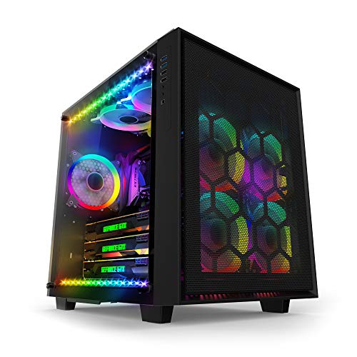 anidees AI Crystal Cube Mesh Frontplatte AR V3 EATX/ATX PC Gaming Gehäuse mit 5 RGB PWM Lüftern / 2 LED Streifen - Schwarz von A ANIDEES