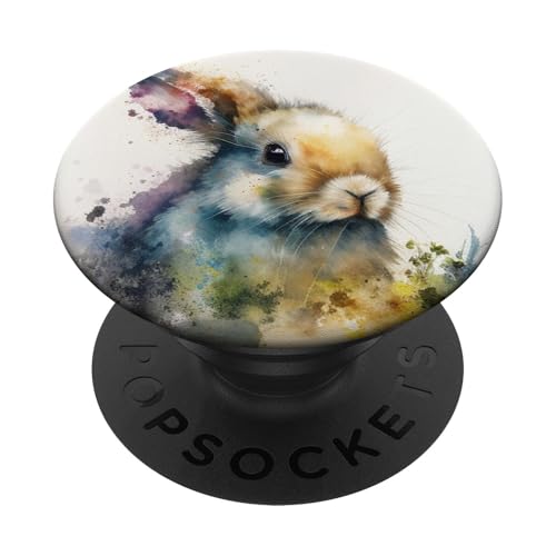 Niedliches Kaninchen-Aquarell-Ästhetik auf Weiß || Kaninchen PopSockets Klebender PopGrip Niedliches Kaninchen-Aquarell-Ästhetik auf Weiß || Kaninchen PopSockets Klebender PopGrip von animal theme