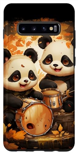 Hülle für Galaxy S10+ Anime Panda Bär Jungen spielen ein Trommel Tier Porträt Kunst von anime.creations