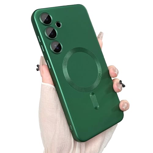 ankofave Magnetische Schutzhülle für Samsung Galaxy S24 Plus, für Damen/Herren, matt, luxuriös, weich, metallisch, glänzend, mit Kameraobjektivschutz, stoßfest, kratzfest, 6,7 Zoll, Grün ankofave Magnetische Schutzhülle für Samsung Galaxy S24 Plus, für Damen/Herren, matt, luxuriös, weich, metallisch, glänzend, mit Kameraobjektivschutz, stoßfest, kratzfest, 6,7 Zoll, Grün von ankofave