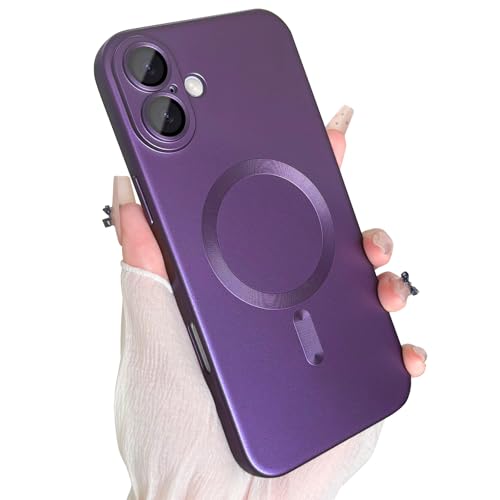 ankofave Magnetische Schutzhülle für iPhone 16, mit Kameraobjektivschutz, kompatibel mit magnetischer, schlanker, stoßfester Stoßstange, weiches Silikon, metallisch, glänzend, Violett ankofave Magnetische Schutzhülle für iPhone 16, mit Kameraobjektivschutz, kompatibel mit magnetischer, schlanker, stoßfester Stoßstange, weiches Silikon, metallisch, glänzend, Violett von ankofave