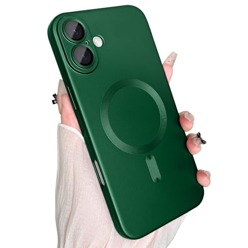 ankofave Magnetische Schutzhülle für iPhone 16, mit Kameraobjektivschutz, kompatibel mit magnetischer, schlanker, stoßfester Stoßstange, weiches Silikon, metallisch glänzend, Grün ankofave Magnetische Schutzhülle für iPhone 16, mit Kameraobjektivschutz, kompatibel mit magnetischer, schlanker, stoßfester Stoßstange, weiches Silikon, metallisch glänzend, Grün von ankofave