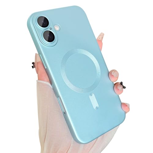 ankofave Magnetische Schutzhülle für iPhone 16 Plus, mit Kameraobjektivschutz, kompatibel mit magnetischer, schlanker, stoßfester Stoßstange, weiches Silikon, metallisch glänzend, Blau ankofave Magnetische Schutzhülle für iPhone 16 Plus, mit Kameraobjektivschutz, kompatibel mit magnetischer, schlanker, stoßfester Stoßstange, weiches Silikon, metallisch glänzend, Blau von ankofave
