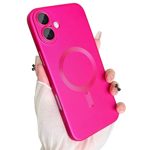 ankofave Magnetische Schutzhülle für iPhone 16 Plus, mit Kameraobjektivschutz, kompatibel mit magnetischer, schlanker, stoßfester Stoßstange, weiches Silikon, metallisch glänzend, Hot Pink ankofave Magnetische Schutzhülle für iPhone 16 Plus, mit Kameraobjektivschutz, kompatibel mit magnetischer, schlanker, stoßfester Stoßstange, weiches Silikon, metallisch glänzend, Hot Pink von ankofave