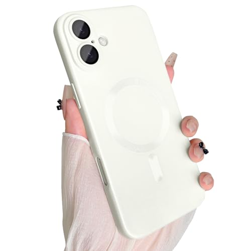 ankofave Magnetische Schutzhülle für iPhone 16 Plus, mit Kameraobjektivschutz, kompatibel mit magnetischer, schlanker, stoßfester Stoßstange, weiches Silikon, metallisch glänzend, Weiß ankofave Magnetische Schutzhülle für iPhone 16 Plus, mit Kameraobjektivschutz, kompatibel mit magnetischer, schlanker, stoßfester Stoßstange, weiches Silikon, metallisch glänzend, Weiß von ankofave