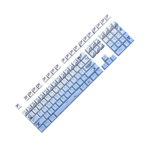 PBT Double Shot Tastenkappen, Blau und Weiß, Porzellan-Tastenkappe, DyeSub Seitenbeleuchtete Tastenkappe für mechanische Tastatur, mechanische Tastatur von antianzhizhuang