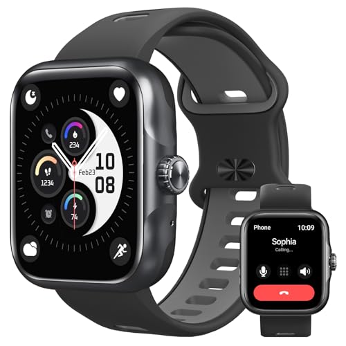 anyloop Smartwatch Herren Damen mit Telefonfunktion, Sportuhr Eingebautes GPS, 1.78" AMOLED Touchscreen, Wasserdicht Fitnessuhr, Schrittzähler, Fitness Tracker Armbanduhr für Android iOS Schwarz von anyloop