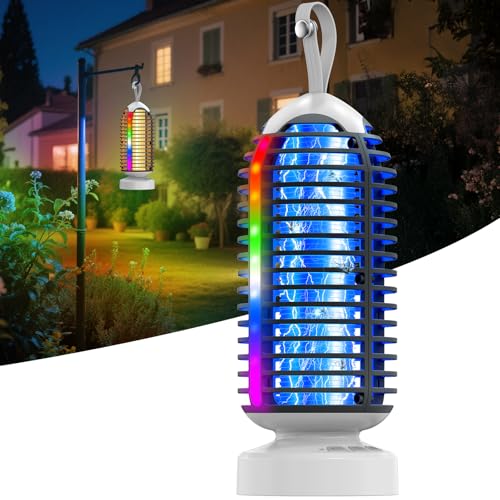 Insektenvernichter Elektrisch, Anysun Mückenlampe Camping mit LED-Licht für Drinnen Draußen, 3000V Mückenlampe Wasserdicht, Fliegenfalle Elektrisch für Zuhause, Terrasse, Hinterhof, Garten, Camping von anysun