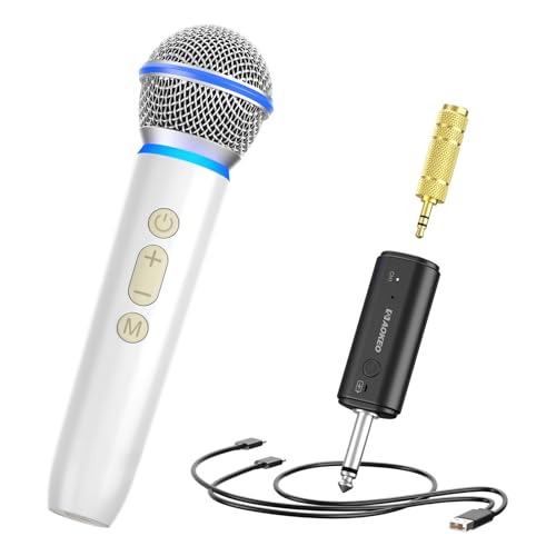aokeo Kabelloses Mikrofon nur für Mikrofoneingang, UHF-Metall, dynamisches Handmikrofon mit wiederaufladbarem Empfänger (funktioniert 4 Stunden), 48,8 m Reichweite, für Karaoke, von aokeo
