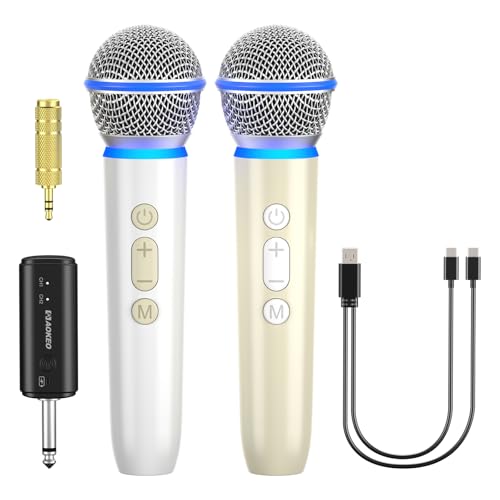 aokeo Drahtlose Mikrofone mit Zweikanal-Empfänger,UHF Dynamisches Karaoke Handmikrofon,100ft Reichweite,für Verstärker,Lautsprecher,Mixer,Gesang von aokeo