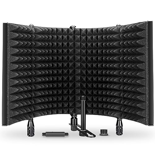 Mikrofon Isolation Schallschutz,AOKEO Pop Filter Schallabsorbierend Mikrofonisolationsschirm Einstellbar Mic Isolation Schild,Gesang Aufnahme Panel,Windschutzscheibe(AO-504) von aokeo