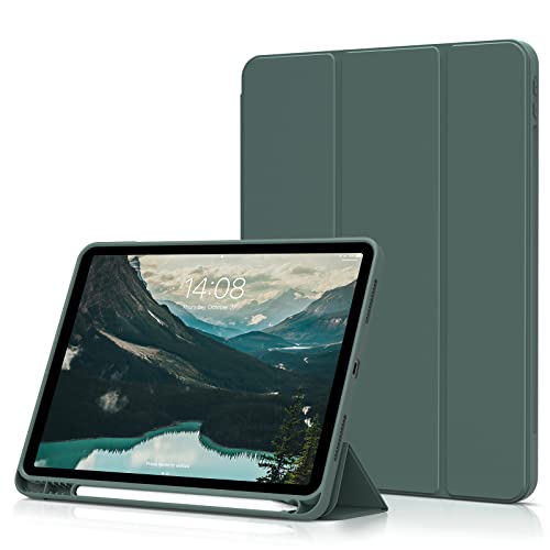 aoub Hülle für iPad Air 5. Generation 2022/iPad Air 4 Hülle 2020, Hülle mit Stifthalter für iPad Air 10,9 Zoll 2022/2020, Smart Folio Case, Auto Sleep/Wake, Dunkelgrün von aoub