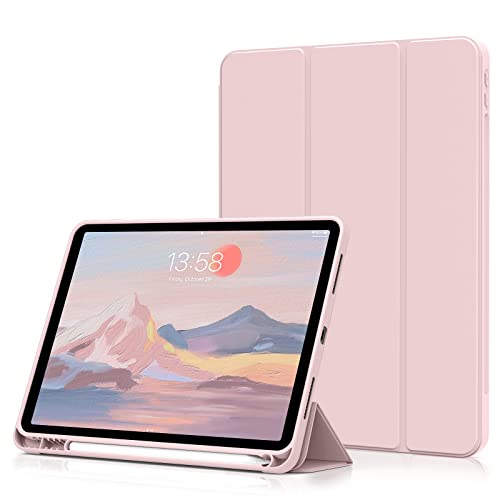 aoub Hülle für iPad Air 5. Generation 2022/iPad Air 4 Hülle 2020, Hülle mit Stifthalter für iPad Air 10,9 Zoll 2022/2020, Smart Folio iPad Air 5./ 4. Gen Case, Auto Sleep/Wake, Hell Pink von aoub