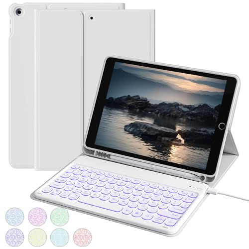 aoub Hülle mit Tastatur für iPad 9./ 8. / 7. Generation, Beleuchtete Tastatur mit Hülle für iPad 10,2 Zoll 2021/2020/2019, 7 Farben Beleuchtung, QWERTZ Layout, Grau aoub Hülle mit Tastatur für iPad 9./ 8. / 7. Generation, Beleuchtete Tastatur mit Hülle für iPad 10,2 Zoll 2021/2020/2019, 7 Farben Beleuchtung, QWERTZ Layout, Grau von aoub