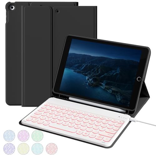 aoub Hülle mit Tastatur für iPad 9./ 8. / 7. Generation, Beleuchtete Tastatur mit Hülle für iPad 10,2 Zoll 2021/2020/2019, 7 Farben Beleuchtung, QWERTZ Layout, Schwarz aoub Hülle mit Tastatur für iPad 9./ 8. / 7. Generation, Beleuchtete Tastatur mit Hülle für iPad 10,2 Zoll 2021/2020/2019, 7 Farben Beleuchtung, QWERTZ Layout, Schwarz von aoub