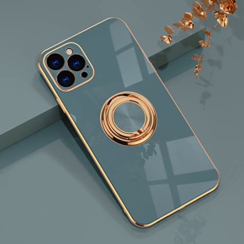 aowner Kompatibel mit iPhone 12 Pro Max Ring Halter Hülle Glänzend Plating Rose Gold Edge 360 Grad Rotation Kickstand für Frauen Mädchen Dünn Weich Flexibel TPU Schutzhülle Case 6.7 Zoll von aowner