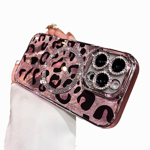 aowner Magnetische Schutzhülle für iPhone 16 Pro Max, niedliches luxuriöses Leoparden-Geparden-Muster, glitzernd, kompatibel mit MagSafe, stoßfest, klar, glänzend, schlanke Schutzhülle für Damen und aowner Magnetische Schutzhülle für iPhone 16 Pro Max, niedliches luxuriöses Leoparden-Geparden-Muster, glitzernd, kompatibel mit MagSafe, stoßfest, klar, glänzend, schlanke Schutzhülle für Damen und von aowner
