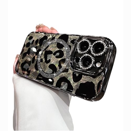 aowner Magnetische Schutzhülle für iPhone 16 Pro Max, niedliches luxuriöses Leoparden-Geparden-Muster, glitzernd, kompatibel mit MagSafe, stoßfest, klar, glänzend, schlanke Schutzhülle für Damen und aowner Magnetische Schutzhülle für iPhone 16 Pro Max, niedliches luxuriöses Leoparden-Geparden-Muster, glitzernd, kompatibel mit MagSafe, stoßfest, klar, glänzend, schlanke Schutzhülle für Damen und von aowner