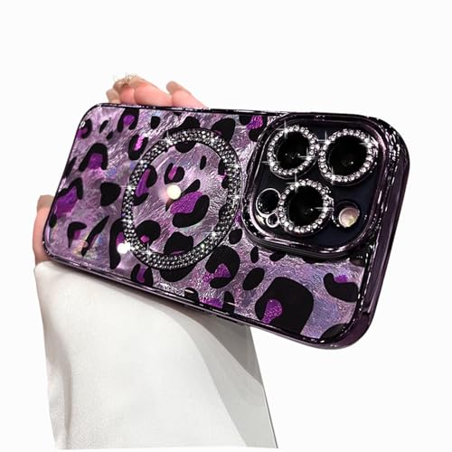 aowner Magnetische Schutzhülle für iPhone 16 Pro Max, niedliches luxuriöses Leopardenmuster mit Leopardenmuster, glitzernd, kompatibel mit MagSafe, stoßfest, klar, glänzend, schlanke Schutzhülle für aowner Magnetische Schutzhülle für iPhone 16 Pro Max, niedliches luxuriöses Leopardenmuster mit Leopardenmuster, glitzernd, kompatibel mit MagSafe, stoßfest, klar, glänzend, schlanke Schutzhülle für von aowner