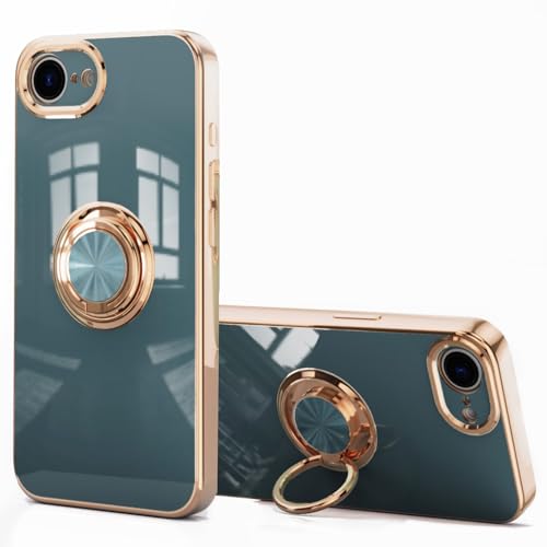 aowner Schutzhülle für iPhone 16e, mit Ringständer, 360°-Ring-Halterung, Ständer, magnetische Autohalterung, luxuriöse, rosévergoldete Kanten, schlanke, stoßfeste Schutzhülle für iPhone 16e, 15,5 cm aowner Schutzhülle für iPhone 16e, mit Ringständer, 360°-Ring-Halterung, Ständer, magnetische Autohalterung, luxuriöse, rosévergoldete Kanten, schlanke, stoßfeste Schutzhülle für iPhone 16e, 15,5 cm von aowner