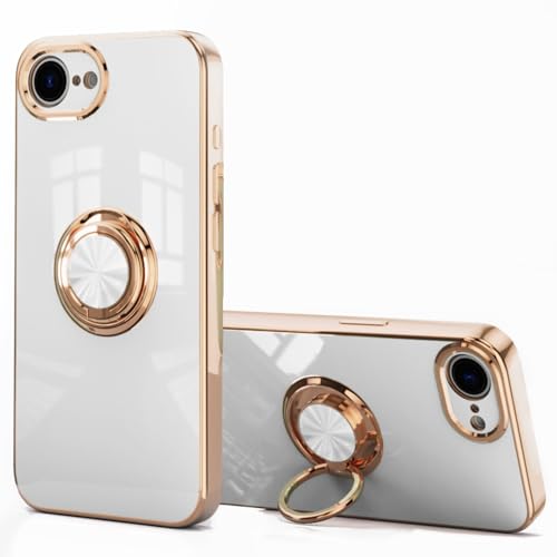 aowner Schutzhülle für iPhone 16e, mit Ringständer, 360°-Ring-Halterung, Ständer, magnetische Autohalterung, luxuriöse, rotvergoldete Kanten, schlanke, stoßfeste Schutzhülle für iPhone 16e, 15,5 cm aowner Schutzhülle für iPhone 16e, mit Ringständer, 360°-Ring-Halterung, Ständer, magnetische Autohalterung, luxuriöse, rotvergoldete Kanten, schlanke, stoßfeste Schutzhülle für iPhone 16e, 15,5 cm von aowner