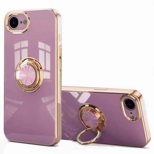 aowner Schutzhülle für iPhone 16e, mit Ringständer, 360°-Ring-Halterung, Ständer, unterstützt magnetische Autohalterung, luxuriöse, rosévergoldete Kanten, schlanke, stoßfeste Schutzhülle für iPhone aowner Schutzhülle für iPhone 16e, mit Ringständer, 360°-Ring-Halterung, Ständer, unterstützt magnetische Autohalterung, luxuriöse, rosévergoldete Kanten, schlanke, stoßfeste Schutzhülle für iPhone von aowner