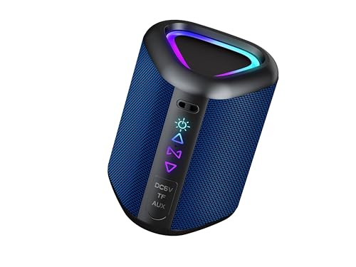 aowoka Bluetooth-Lautsprecher Wireless, tragbarer Lautsprecher mit LED-Licht, verstärktem Bass, Outdoor-Lautsprecher für Reisen und Sport (Blue and Black) von aowoka