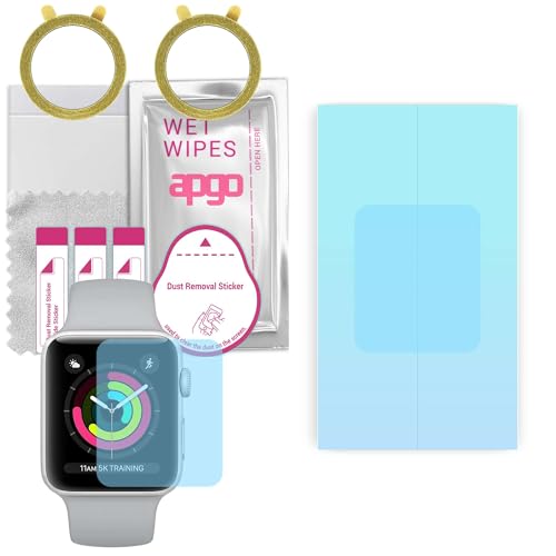 apgo 2 Stück HD HQ FLEX Schutzfolie kompatibel mit Apple Watch 1-2-3 (38mm) Smartwatch, Hydrogel Displayschutzfolie mit abgerundeten Rändern, Displayfolie zum gesamten Bildschirm von apgo