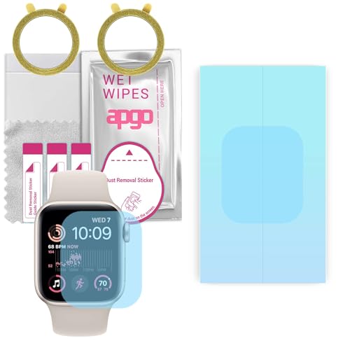apgo 2 Stück HD HQ Flex Schutzfolie kompatibel mit Apple Watch SE 2022 (40mm) Smartwatch, Hydrogel Displayschutzfolie mit abgerundeten Rändern, Displayfolie zum gesamten Bildschirm von apgo