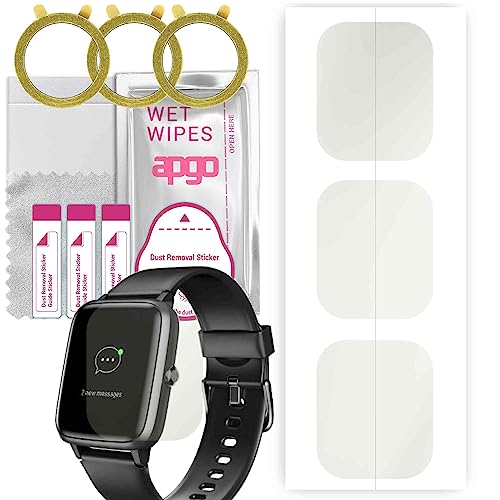 apgo 3 Stück Schutzfolie, Matt, kompatibel mit Hama Fit Watch 5910 Smartwatch, Hydrogel Displayschutzfolie mit Positionierhilfe, Displayfolie, robust und kratzfest von apgo