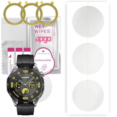 apgo 3 Stück Schutzfolie, Matt, kompatibel mit Huawei Watch GT4 46 mm Smartwatch, Hydrogel Displayschutzfolie mit Positionierhilfe, Displayfolie, robust und kratzfest von apgo