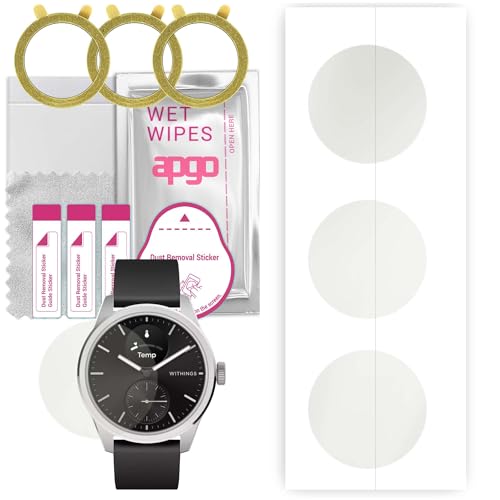 apgo 3 Stück Schutzfolie, Matt, kompatibel mit Withings ScanWatch 2 Smartwatch, Hydrogel Displayschutzfolie mit Positionierhilfe, Displayfolie, robust und kratzfest von apgo