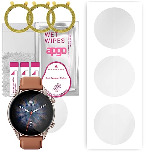 apgo 3 Stück Schutzfolie, klar, kompatibel mit Amazfit GTR 3 Pro Smartwatch, Hydrogel Displayschutzfolie mit Positionierhilfe, Displayfolie, robust und kratzfest von apgo