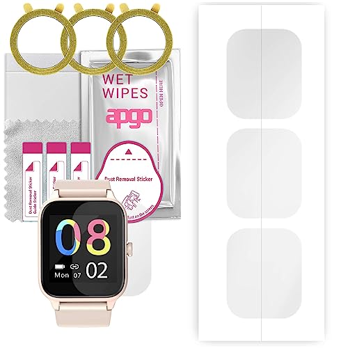 apgo 3 Stück Schutzfolie, klar, kompatibel mit Blackview BV R3 Pro Smartwatch, Hydrogel Displayschutzfolie mit Positionierhilfe, Displayfolie, robust und kratzfest von apgo