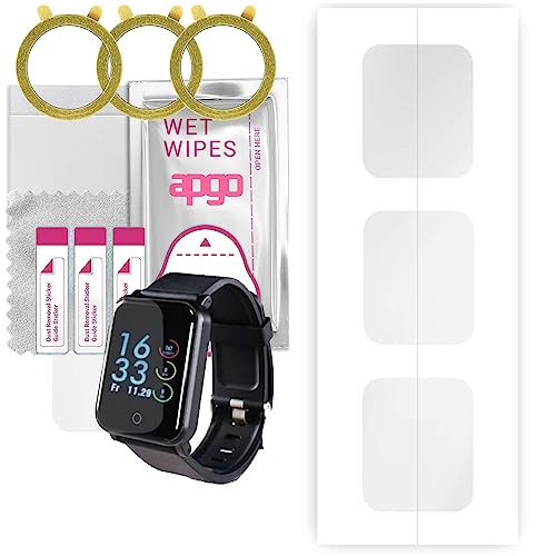 apgo 3 Stück Schutzfolie, klar, kompatibel mit Hama Fit Track 5900 Smartwatch, Hydrogel Displayschutzfolie mit Positionierhilfe, Displayfolie, robust und kratzfest von apgo