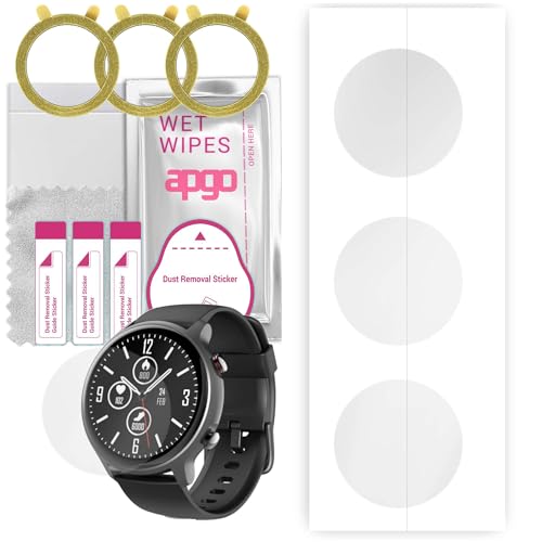 apgo 3 Stück Schutzfolie, klar, kompatibel mit Hama Fit Watch 6910 Smartwatch, Hydrogel Displayschutzfolie mit Positionierhilfe, Displayfolie, robust und kratzfest von apgo