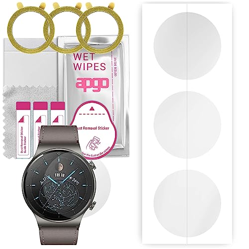 apgo 3 Stück Schutzfolie, klar, kompatibel mit Huawei Watch GT 2 Pro Smartwatch, Hydrogel Displayschutzfolie mit Positionierhilfe, Displayfolie, robust und kratzfest von apgo