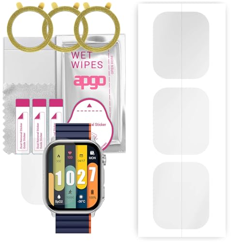 apgo 3 Stück Schutzfolie, klar, kompatibel mit Kieslect Ks Pro Smartwatch, Hydrogel Displayschutzfolie mit Positionierhilfe, Displayfolie, robust und kratzfest von apgo