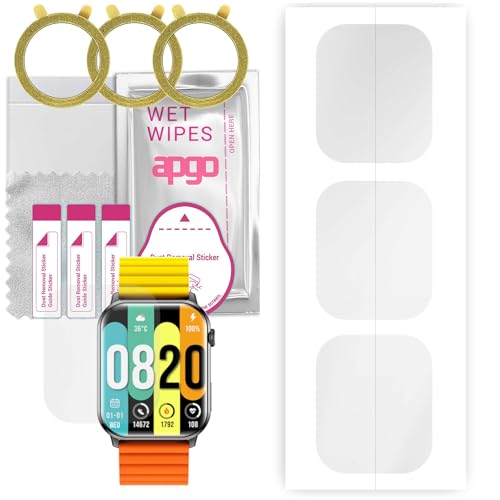 apgo 3 Stück Schutzfolie, klar, kompatibel mit Kieslect Ks Smartwatch, Hydrogel Displayschutzfolie mit Positionierhilfe, Displayfolie, robust und kratzfest von apgo