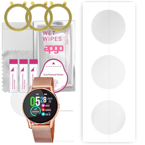 apgo 3 Stück Schutzfolie, klar, kompatibel mit Lotus Smartwatch 50001/A Smartwatch, Hydrogel Displayschutzfolie mit Positionierhilfe, Displayfolie, robust und kratzfest von apgo
