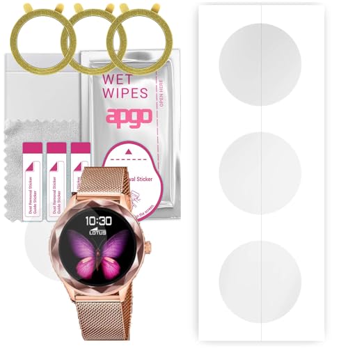 apgo 3 Stück Schutzfolie, klar, kompatibel mit Lotus Smartwatch 50036/1 Smartwatch, Hydrogel Displayschutzfolie mit Positionierhilfe, Displayfolie, robust und kratzfest von apgo