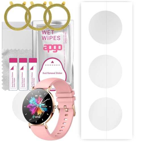 apgo 3 Stück Schutzfolie, klar, kompatibel mit Manta Alexa SWU501PK Smartwatch, Hydrogel Displayschutzfolie mit Positionierhilfe, Displayfolie, robust und kratzfest von apgo