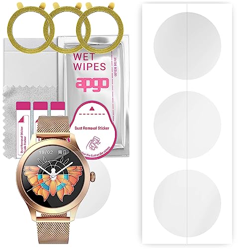 apgo 3 Stück Schutzfolie, klar, kompatibel mit Maxcom FW42 Gold Smartwatch, Hydrogel Displayschutzfolie mit Positionierhilfe, Displayfolie, robust und kratzfest von apgo