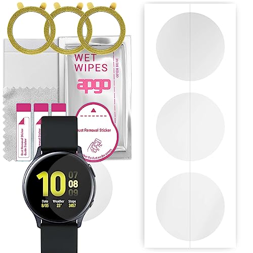 apgo 3 Stück Schutzfolie, klar, kompatibel mit Samsung Galaxy Watch Active 2 40mm Smartwatch, Hydrogel Displayschutzfolie mit Positionierhilfe, Displayfolie, robust und kratzfest von apgo