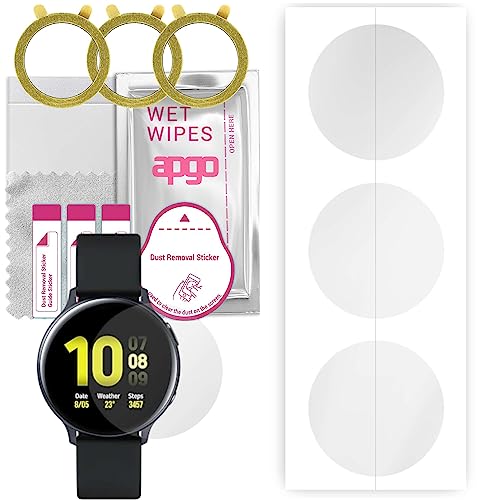 apgo 3 Stück Schutzfolie, klar, kompatibel mit Samsung Galaxy Watch Active 2 44mm Smartwatch, Hydrogel Displayschutzfolie mit Positionierhilfe, Displayfolie, robust und kratzfest von apgo