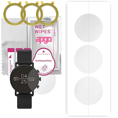 apgo 3 Stück Schutzfolie, klar, kompatibel mit Skagen SKT5100 Connected Smartwatch, Hydrogel Displayschutzfolie mit Positionierhilfe, Displayfolie, robust und kratzfest von apgo