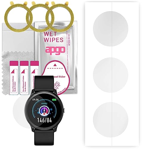 apgo 3 Stück Schutzfolie, klar, kompatibel mit Smartwatch AW80 Smartwatch, Hydrogel Displayschutzfolie mit Positionierhilfe, Displayfolie, robust und kratzfest von apgo