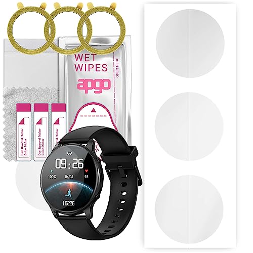 apgo 3 Stück Schutzfolie, klar, kompatibel mit Smartwatch LW36 Smartwatch, Hydrogel Displayschutzfolie mit Positionierhilfe, Displayfolie, robust und kratzfest von apgo