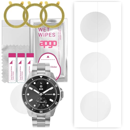 apgo 3 Stück Schutzfolie, klar, kompatibel mit Withings ScanWatch Nova Smartwatch, Hydrogel Displayschutzfolie mit Positionierhilfe, Displayfolie, robust und kratzfest von apgo